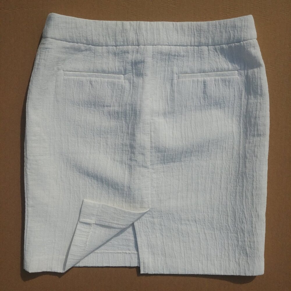 Cynthia Rowley white cotton blend textured skirt back slit sz 6